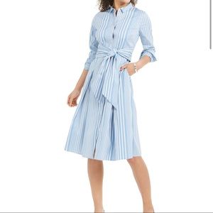 Charter Club Light Blue Striped Shirtdress Large